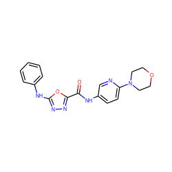 O=C(Nc1ccc(N2CCOCC2)nc1)c1nnc(Nc2ccccc2)o1 ZINC000038279066