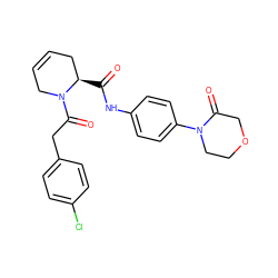 O=C(Nc1ccc(N2CCOCC2=O)cc1)[C@@H]1CC=CCN1C(=O)Cc1ccc(Cl)cc1 ZINC000084670080