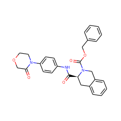 O=C(Nc1ccc(N2CCOCC2=O)cc1)[C@@H]1Cc2ccccc2CN1C(=O)OCc1ccccc1 ZINC000084723660