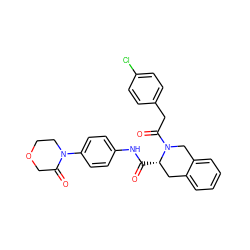 O=C(Nc1ccc(N2CCOCC2=O)cc1)[C@H]1Cc2ccccc2CN1C(=O)Cc1ccc(Cl)cc1 ZINC000084668920