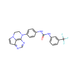 O=C(Nc1ccc(N2CCn3ccc4ncnc2c43)cc1)Nc1cccc(C(F)(F)F)c1 ZINC000064744268