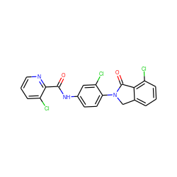 O=C(Nc1ccc(N2Cc3cccc(Cl)c3C2=O)c(Cl)c1)c1ncccc1Cl ZINC000653738260