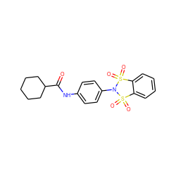 O=C(Nc1ccc(N2S(=O)(=O)c3ccccc3S2(=O)=O)cc1)C1CCCCC1 ZINC000002927786