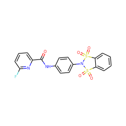 O=C(Nc1ccc(N2S(=O)(=O)c3ccccc3S2(=O)=O)cc1)c1cccc(F)n1 ZINC000073156746