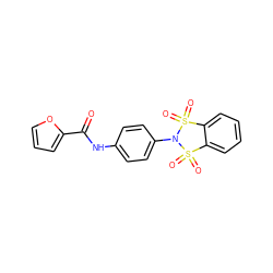 O=C(Nc1ccc(N2S(=O)(=O)c3ccccc3S2(=O)=O)cc1)c1ccco1 ZINC000002927800