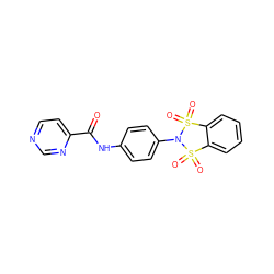 O=C(Nc1ccc(N2S(=O)(=O)c3ccccc3S2(=O)=O)cc1)c1ccncn1 ZINC000073158112