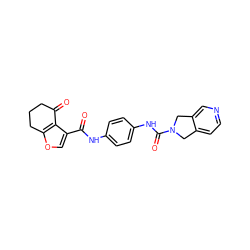 O=C(Nc1ccc(NC(=O)N2Cc3ccncc3C2)cc1)c1coc2c1C(=O)CCC2 ZINC000166204627