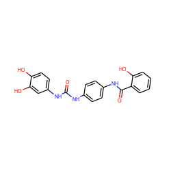 O=C(Nc1ccc(NC(=O)c2ccccc2O)cc1)Nc1ccc(O)c(O)c1 ZINC000013535936