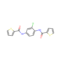 O=C(Nc1ccc(NC(=O)c2cccs2)c(Cl)c1)c1cccs1 ZINC000004719110