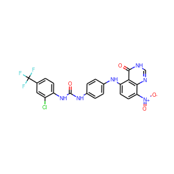 O=C(Nc1ccc(Nc2ccc([N+](=O)[O-])c3nc[nH]c(=O)c23)cc1)Nc1ccc(C(F)(F)F)cc1Cl ZINC000299839094