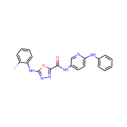 O=C(Nc1ccc(Nc2ccccc2)nc1)c1nnc(Nc2ccccc2F)o1 ZINC000035907381