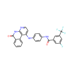 O=C(Nc1ccc(Nc2ccnc3[nH]c(=O)c4ccccc4c23)cc1)c1cc(F)cc(C(F)(F)F)c1 ZINC000096269781