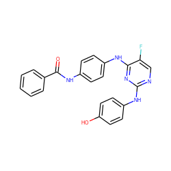 O=C(Nc1ccc(Nc2nc(Nc3ccc(O)cc3)ncc2F)cc1)c1ccccc1 ZINC000040951284