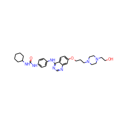 O=C(Nc1ccc(Nc2ncnc3cc(OCCCN4CCN(CCO)CC4)ccc23)cc1)NC1CCCCC1 ZINC000473245161