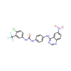 O=C(Nc1ccc(Nc2ncnc3ccc([N+](=O)[O-])cc23)cc1)Nc1ccc(Cl)c(C(F)(F)F)c1 ZINC000096923126