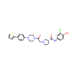 O=C(Nc1ccc(O)c(Cl)c1)[C@@H]1CCN(CC(=O)N2CCN(c3ccc(-c4cccs4)cc3)CC2)C1 ZINC000148737264