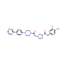 O=C(Nc1ccc(O)c(Cl)c1)[C@@H]1CCN(CC(=O)N2CCN(c3ccc(-c4cnccn4)cc3)CC2)C1 ZINC000138540642