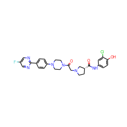 O=C(Nc1ccc(O)c(Cl)c1)[C@@H]1CCN(CC(=O)N2CCN(c3ccc(-c4ncc(F)cn4)cc3)CC2)C1 ZINC000138540798