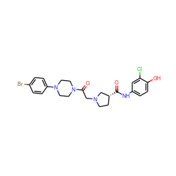 O=C(Nc1ccc(O)c(Cl)c1)[C@@H]1CCN(CC(=O)N2CCN(c3ccc(Br)cc3)CC2)C1 ZINC000142449975