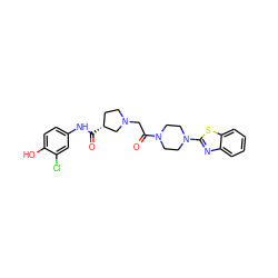 O=C(Nc1ccc(O)c(Cl)c1)[C@@H]1CCN(CC(=O)N2CCN(c3nc4ccccc4s3)CC2)C1 ZINC000148733713