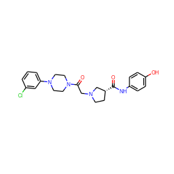 O=C(Nc1ccc(O)cc1)[C@@H]1CCN(CC(=O)N2CCN(c3cccc(Cl)c3)CC2)C1 ZINC000148751018