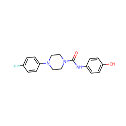 O=C(Nc1ccc(O)cc1)N1CCN(c2ccc(F)cc2)CC1 ZINC000243081531