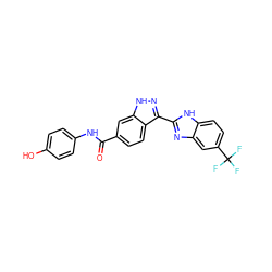 O=C(Nc1ccc(O)cc1)c1ccc2c(-c3nc4cc(C(F)(F)F)ccc4[nH]3)n[nH]c2c1 ZINC000166718433