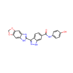 O=C(Nc1ccc(O)cc1)c1ccc2c(-c3nc4cc5c(cc4[nH]3)OCO5)n[nH]c2c1 ZINC000167008159