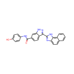 O=C(Nc1ccc(O)cc1)c1ccc2c(-c3nc4ccc5ccccc5c4[nH]3)n[nH]c2c1 ZINC000167270759