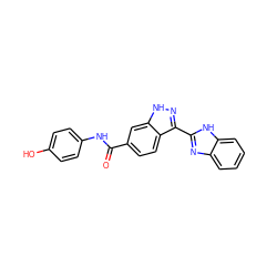 O=C(Nc1ccc(O)cc1)c1ccc2c(-c3nc4ccccc4[nH]3)n[nH]c2c1 ZINC000028868160