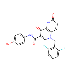 O=C(Nc1ccc(O)cc1)c1cn(Cc2c(F)cccc2F)c2ccc(=O)[nH]c2c1=O ZINC000073169531