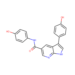 O=C(Nc1ccc(O)cc1)c1cnc2[nH]cc(-c3ccc(O)cc3)c2c1 ZINC001772648533