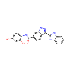 O=C(Nc1ccc(O)cc1O)c1ccc2c(-c3nc4ccccc4[nH]3)n[nH]c2c1 ZINC000028868162