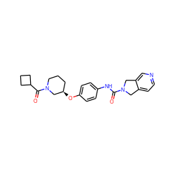 O=C(Nc1ccc(O[C@@H]2CCCN(C(=O)C3CCC3)C2)cc1)N1Cc2ccncc2C1 ZINC000166772107