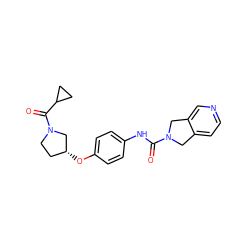 O=C(Nc1ccc(O[C@@H]2CCN(C(=O)C3CC3)C2)cc1)N1Cc2ccncc2C1 ZINC000166838190