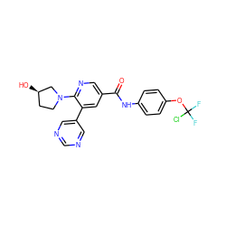 O=C(Nc1ccc(OC(F)(F)Cl)cc1)c1cnc(N2CC[C@@H](O)C2)c(-c2cncnc2)c1 ZINC000224417849