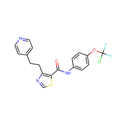 O=C(Nc1ccc(OC(F)(F)Cl)cc1)c1scnc1CCc1ccncc1 ZINC000014946551