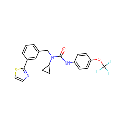 O=C(Nc1ccc(OC(F)(F)F)cc1)N(Cc1cccc(-c2nccs2)c1)C1CC1 ZINC000098208378