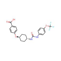 O=C(Nc1ccc(OC(F)(F)F)cc1)N[C@H]1CC[C@H](Oc2ccc(C(=O)O)cc2)CC1 ZINC000103129767