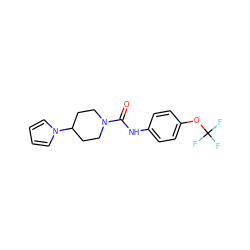 O=C(Nc1ccc(OC(F)(F)F)cc1)N1CCC(n2cccc2)CC1 ZINC000045335727