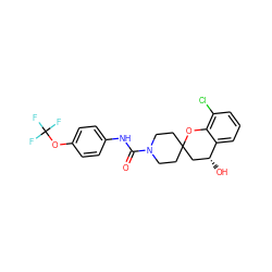 O=C(Nc1ccc(OC(F)(F)F)cc1)N1CCC2(CC1)C[C@@H](O)c1cccc(Cl)c1O2 ZINC000068246538