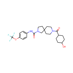 O=C(Nc1ccc(OC(F)(F)F)cc1)N1CCC2(CCN(C(=O)C3CCC(O)CC3)CC2)C1 ZINC000096285132