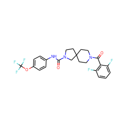 O=C(Nc1ccc(OC(F)(F)F)cc1)N1CCC2(CCN(C(=O)c3c(F)cccc3F)CC2)C1 ZINC000096285142