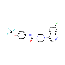 O=C(Nc1ccc(OC(F)(F)F)cc1)N1CCN(c2ccnc3cc(Cl)ccc23)CC1 ZINC000008618184