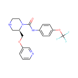 O=C(Nc1ccc(OC(F)(F)F)cc1)N1CCNC[C@@H]1COc1cccnc1 ZINC000114578812