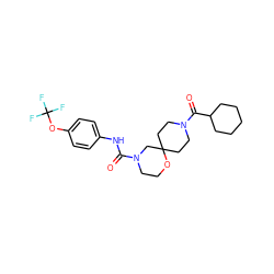 O=C(Nc1ccc(OC(F)(F)F)cc1)N1CCOC2(CCN(C(=O)C3CCCCC3)CC2)C1 ZINC000103230976