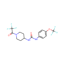 O=C(Nc1ccc(OC(F)(F)F)cc1)NC1CCN(C(=O)C(F)(F)F)CC1 ZINC000064548728