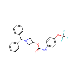 O=C(Nc1ccc(OC(F)(F)F)cc1)OC1CN(C(c2ccccc2)c2ccccc2)C1 ZINC000059602181