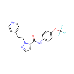 O=C(Nc1ccc(OC(F)(F)F)cc1)c1ccnn1CCc1ccncc1 ZINC000028822045