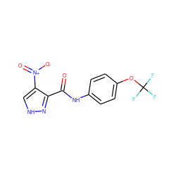 O=C(Nc1ccc(OC(F)(F)F)cc1)c1n[nH]cc1[N+](=O)[O-] ZINC000013114120